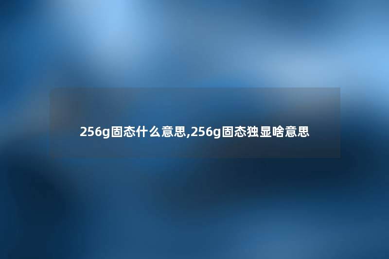 256g固态什么意思,256g固态独显啥意思