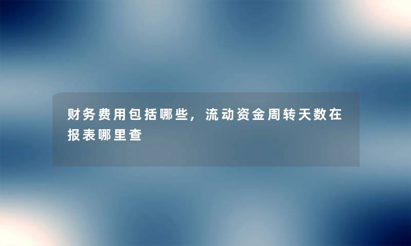 费用包括哪些,流动资金周转天数在报表哪里查