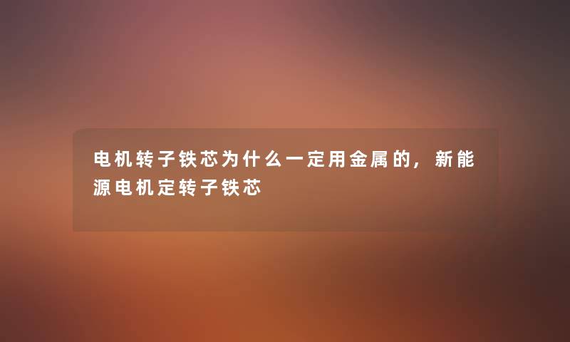 电机转子铁芯为什么一定用金属的,新能源电机定转子铁芯