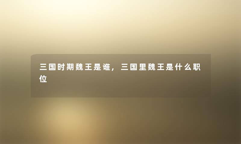 三国时期魏王是谁,三国里魏王是什么职位