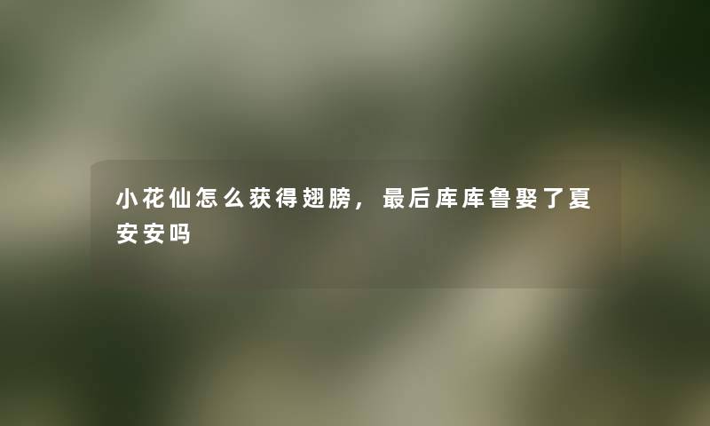 小花仙怎么获得翅膀,后库库鲁娶了夏安安吗
