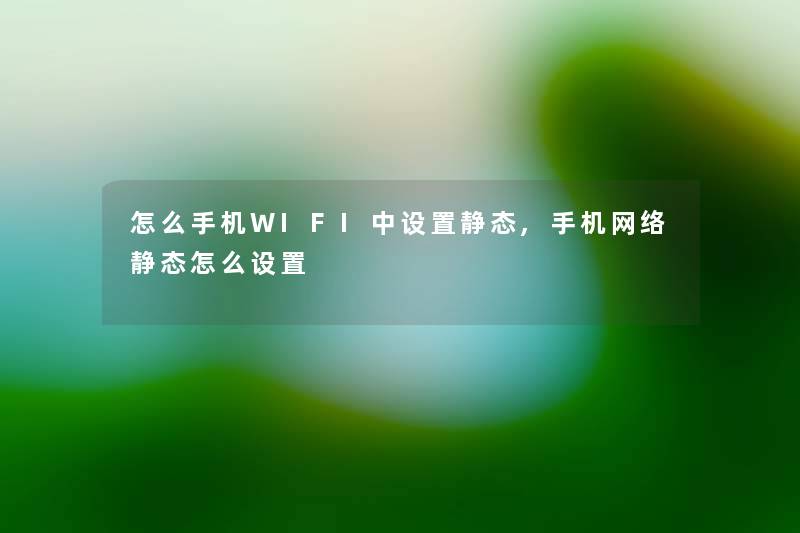 怎么手机WIFI中设置静态,手机网络静态怎么设置