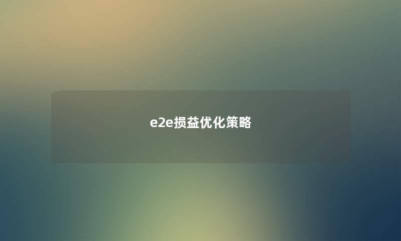 e2e损益优化策略