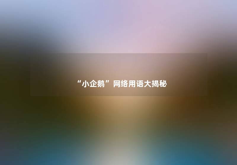 小企鹅网络用语大揭秘