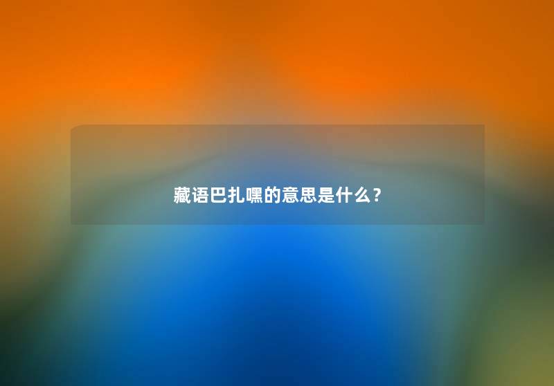 藏语巴扎嘿的意思是什么？