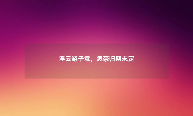 浮云游子意，怎奈归期未定