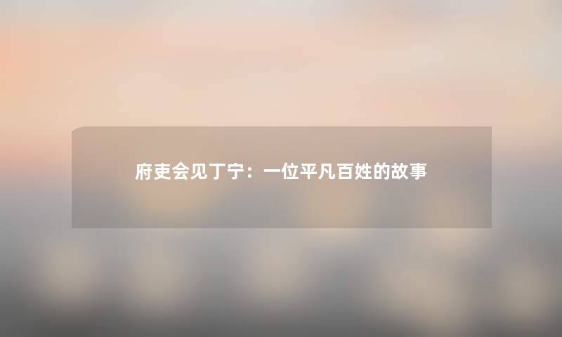 府吏会见丁宁：一位平凡百姓的故事