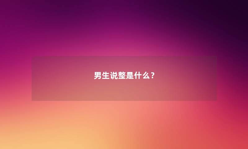 男生说整是什么？