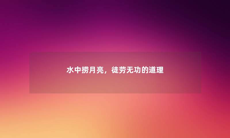 水中捞月亮，徒劳无功的道理