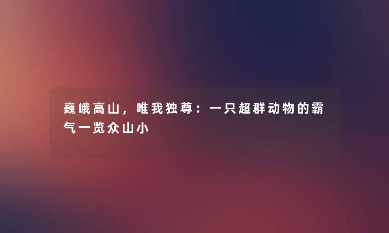 巍峨高山，唯我独尊：一只超群动物的霸气一览众山小