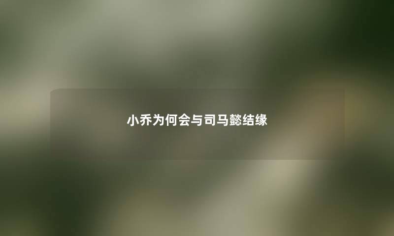 小乔为何会与司马懿结缘