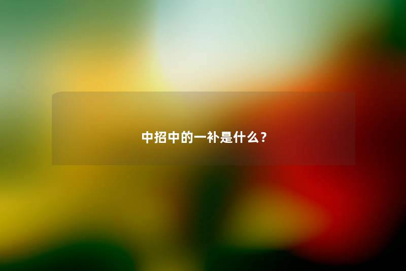中招中的一补是什么？
