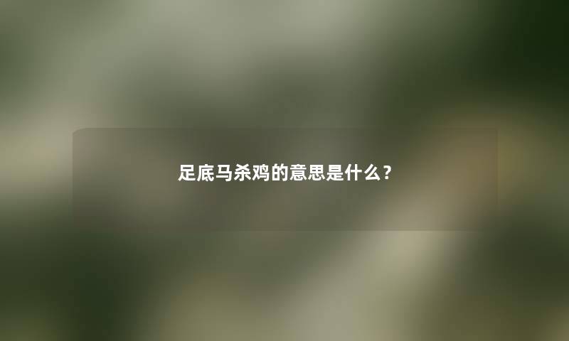 足底马杀鸡的意思是什么？