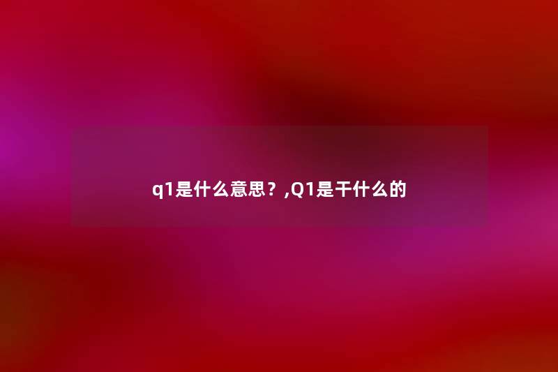q1是什么意思？,Q1是干什么的