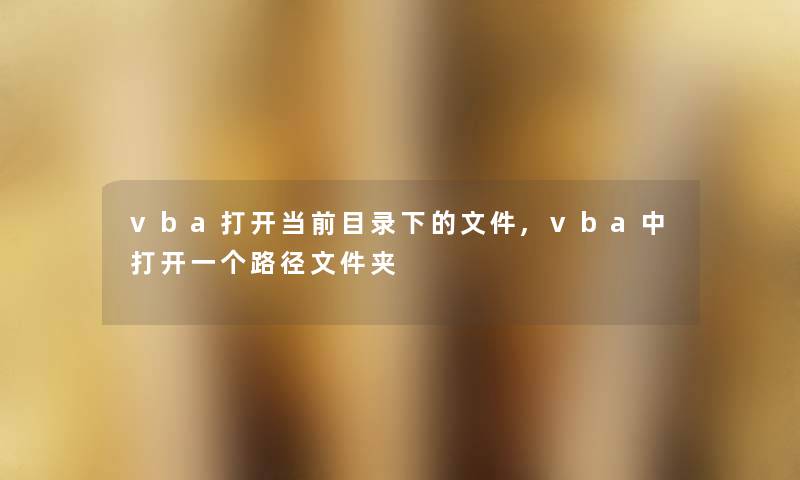 vba打开当前目录下的文件,vba中打开一个路径文件夹