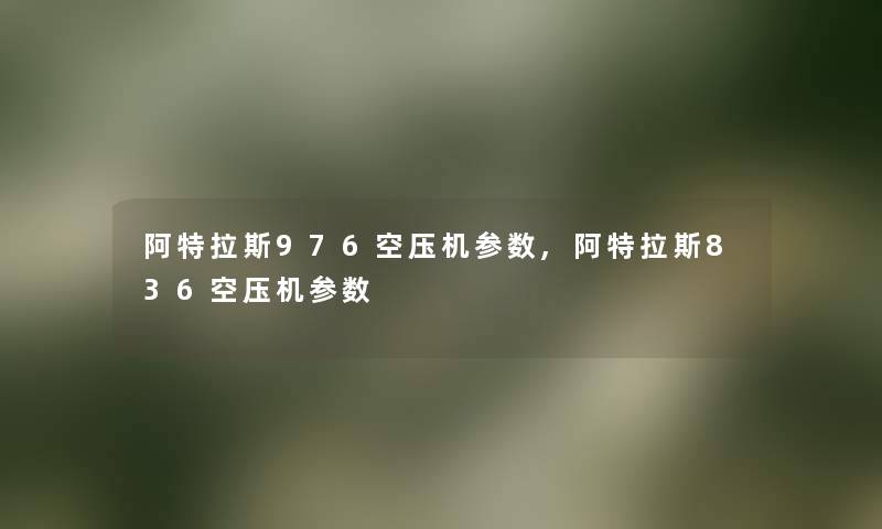阿特拉斯976空压机参数,阿特拉斯836空压机参数