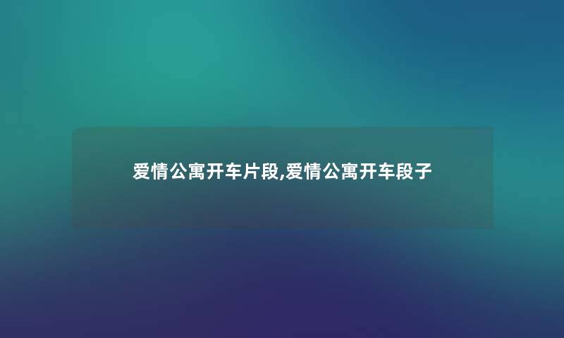 爱情公寓开车片段,爱情公寓开车段子