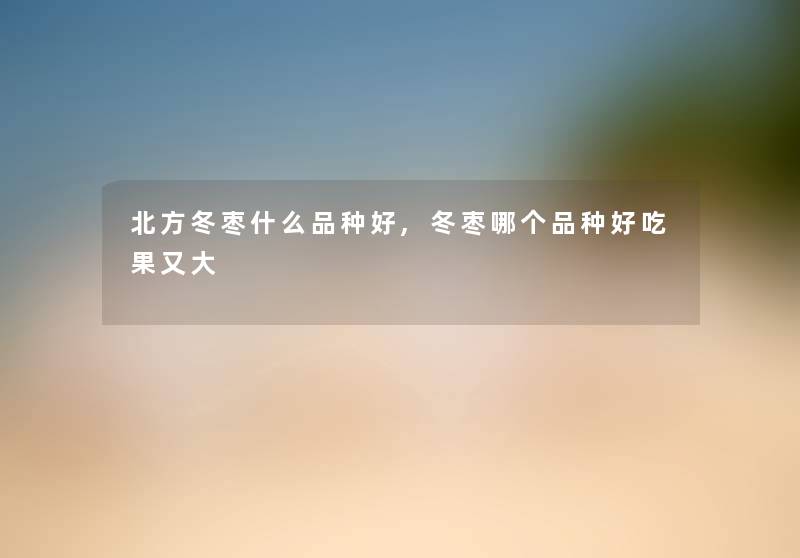 北方冬枣什么品种好,冬枣哪个品种好吃果又大