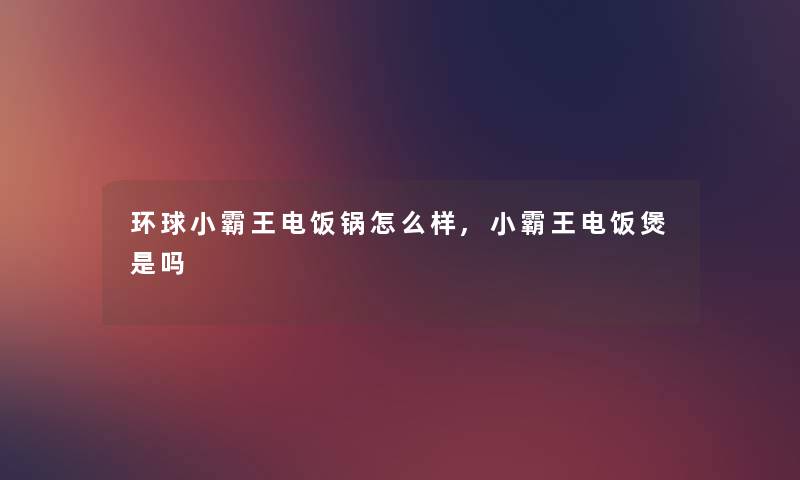 环球小霸王电饭锅怎么样,小霸王电饭煲是吗