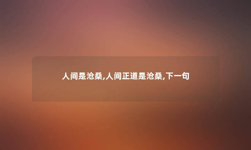 人间是沧桑,人间正道是沧桑,下一句