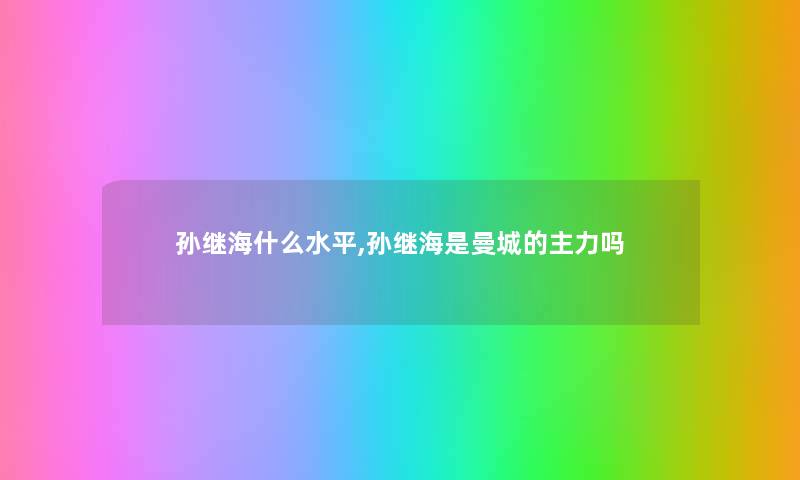 孙继海什么水平,孙继海是曼城的主力吗