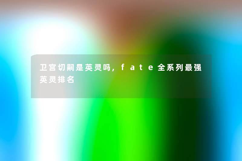 卫宫切嗣是英灵吗,fate全系列强英灵推荐