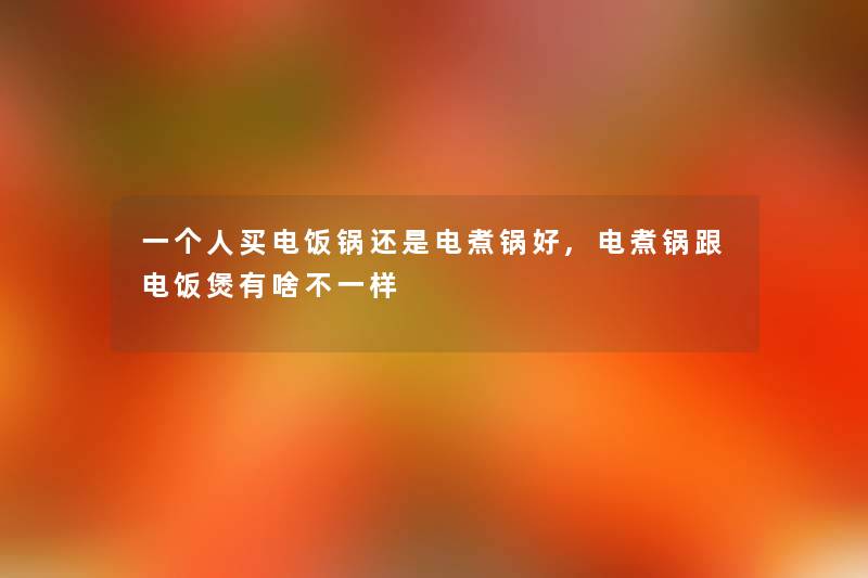 一个人买电饭锅还是电煮锅好,电煮锅跟电饭煲有啥不一样