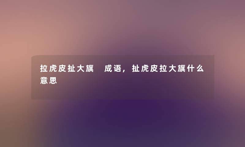 拉虎皮扯大旗 成语,扯虎皮拉大旗什么意思