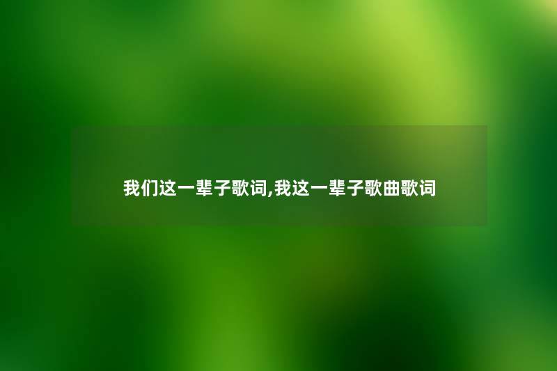 我们这一辈子歌词,我这一辈子歌曲歌词