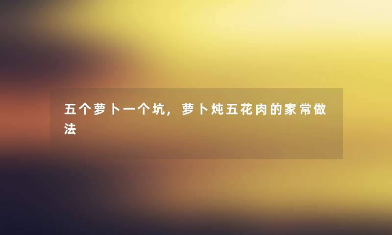 五个萝卜一个坑,萝卜炖五花肉的家常做法