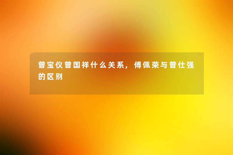 曾宝仪曾国祥什么关系,傅佩荣与曾仕强的区别
