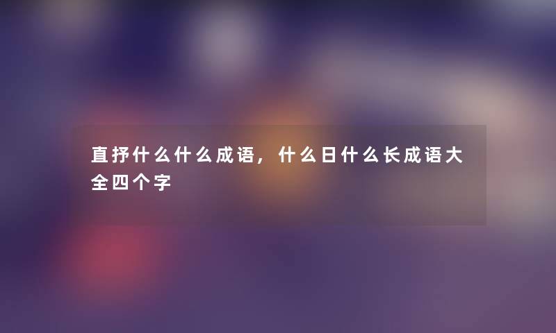 直抒什么什么成语,什么日什么长成语大全四个字