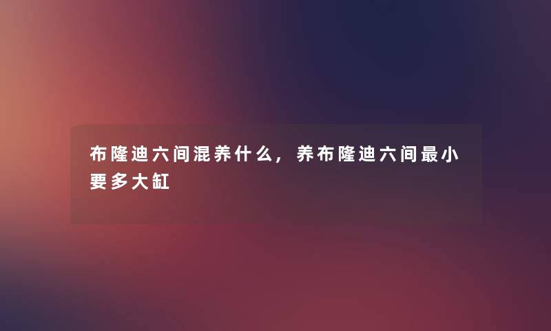 布隆迪六间混养什么,养布隆迪六间小要多大缸