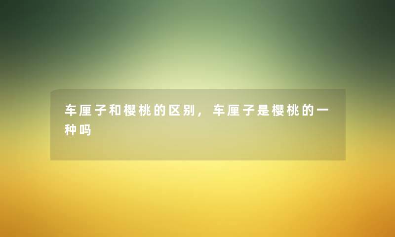 车厘子和樱桃的区别,车厘子是樱桃的一种吗