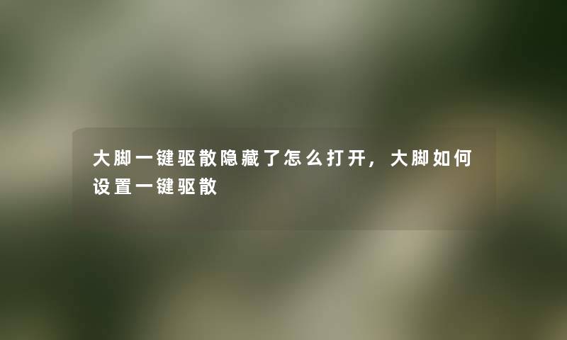 大脚一键驱散隐藏了怎么打开,大脚如何设置一键驱散