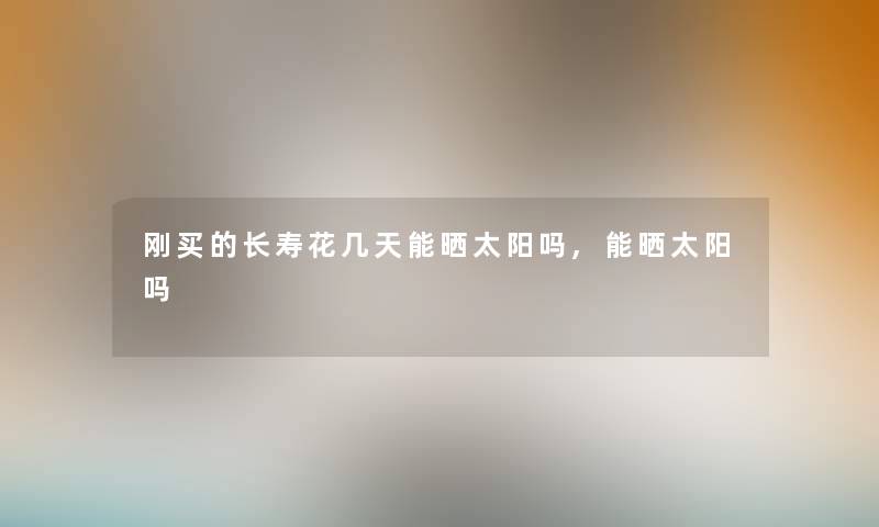刚买的长寿花几天能晒太阳吗,能晒太阳吗