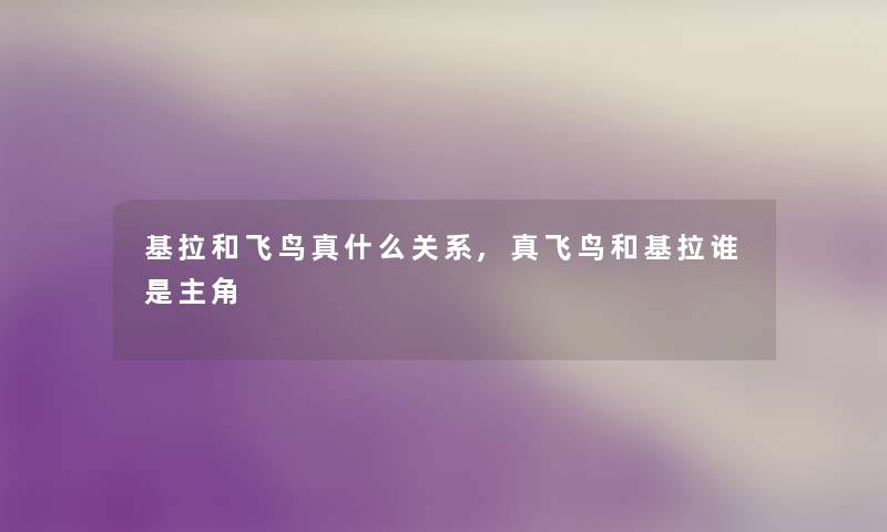 基拉和飞鸟真什么关系,真飞鸟和基拉谁是主角