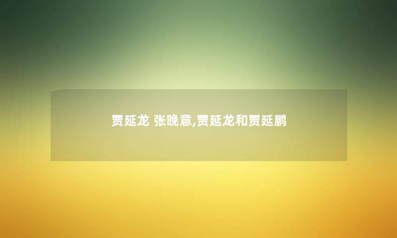 贾延龙 张晚意,贾延龙和贾延鹏
