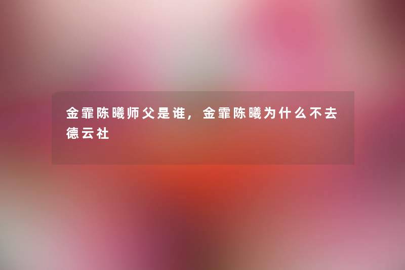金霏陈曦师父是谁,金霏陈曦为什么不去德云社