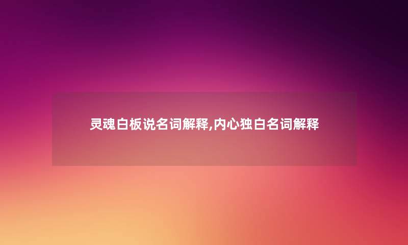 灵魂白板说名词解释,内心独白名词解释