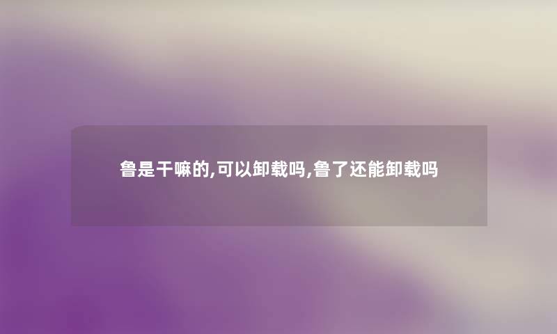 鲁是干嘛的,可以卸载吗,鲁了还能卸载吗