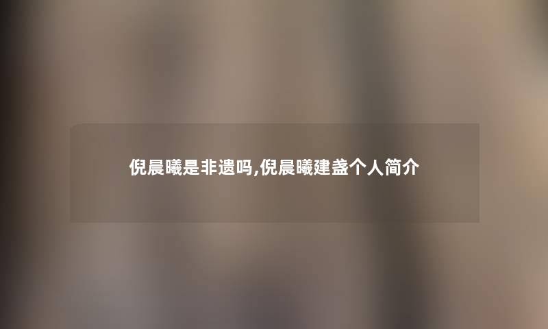 倪晨曦是非遗吗,倪晨曦建盏个人简介