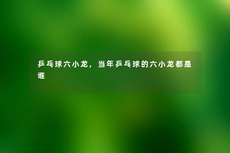 乒乓球六小龙,当年乒乓球的六小龙都是谁