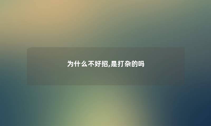 为什么不好招,是打杂的吗