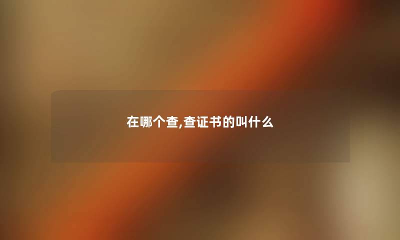 在哪个查,查证书的叫什么
