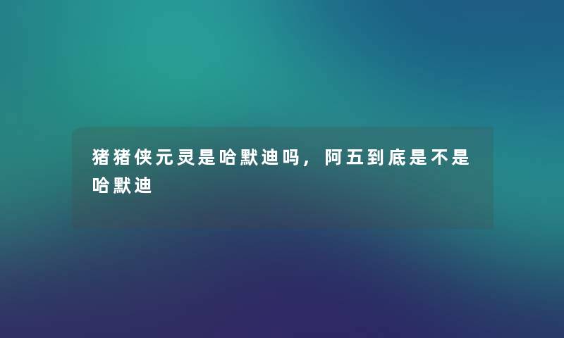 猪猪侠元灵是哈默迪吗,阿五到底是不是哈默迪
