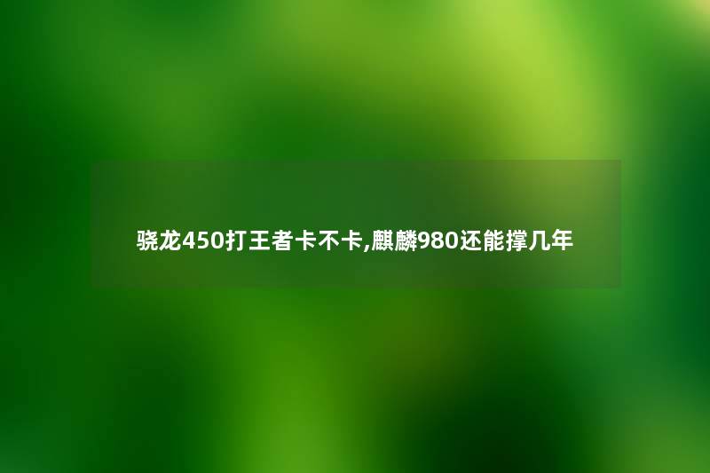 骁龙450打王者卡不卡,麒麟980还能撑几年