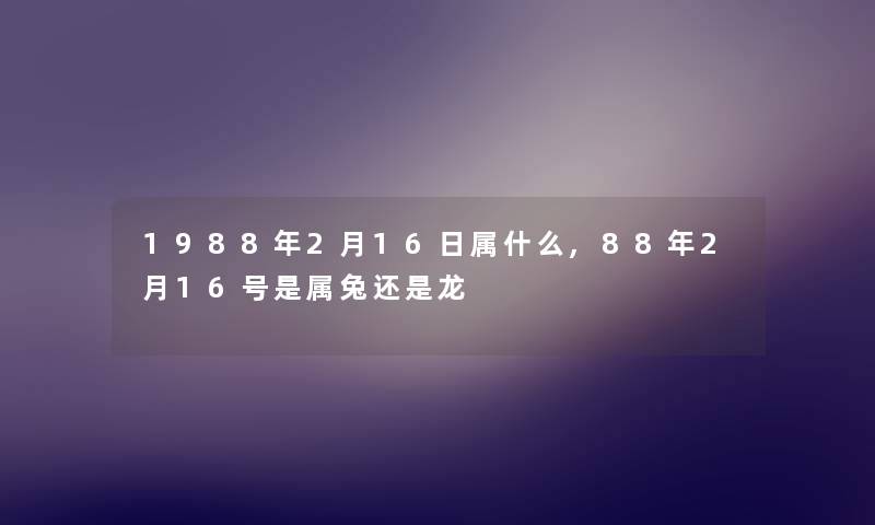 1988年2月16日属什么,88年2月16号是属兔还是龙