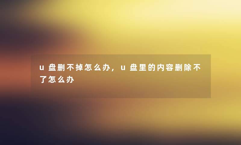 u盘删不掉怎么办,u盘里的内容删除不了怎么办