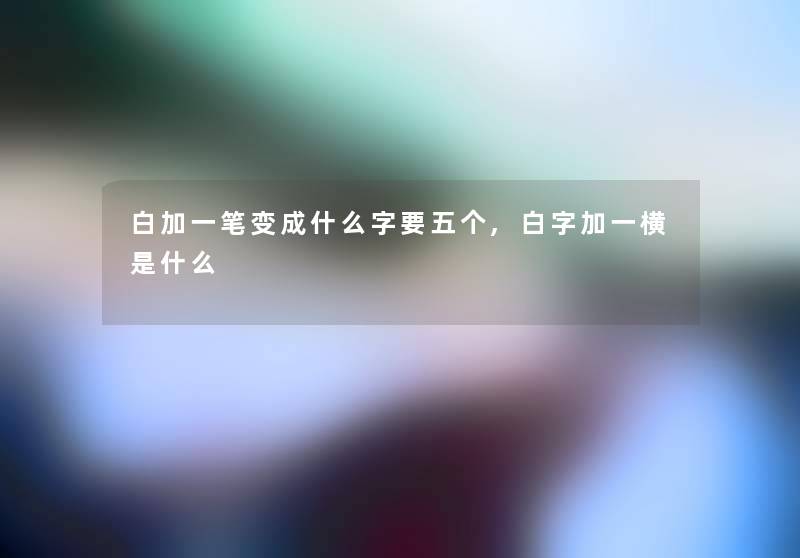 白加一笔变成什么字要五个,白字加一横是什么